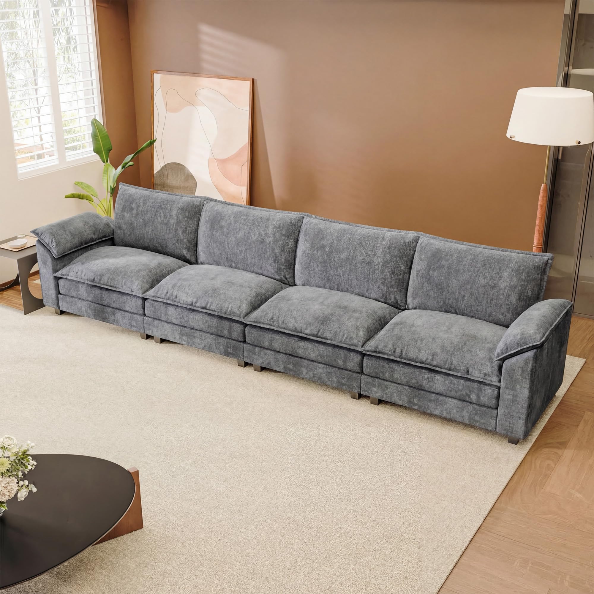 JUMMICO 40" Chaise Lounge Chair for Single Comfy Upholstered Deep Seat Reading Arm Chair Clould Couch for Living Room, Apartment Office, Small Spaces (Dark Blue-3, Single Sofa)
