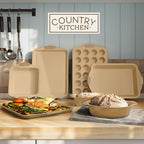 Country Kitchen Nonstick Stackable Bakeware Set - Durable, Easy Release Baking Set- 22 Pc. Includes Silicone Muffin Cups