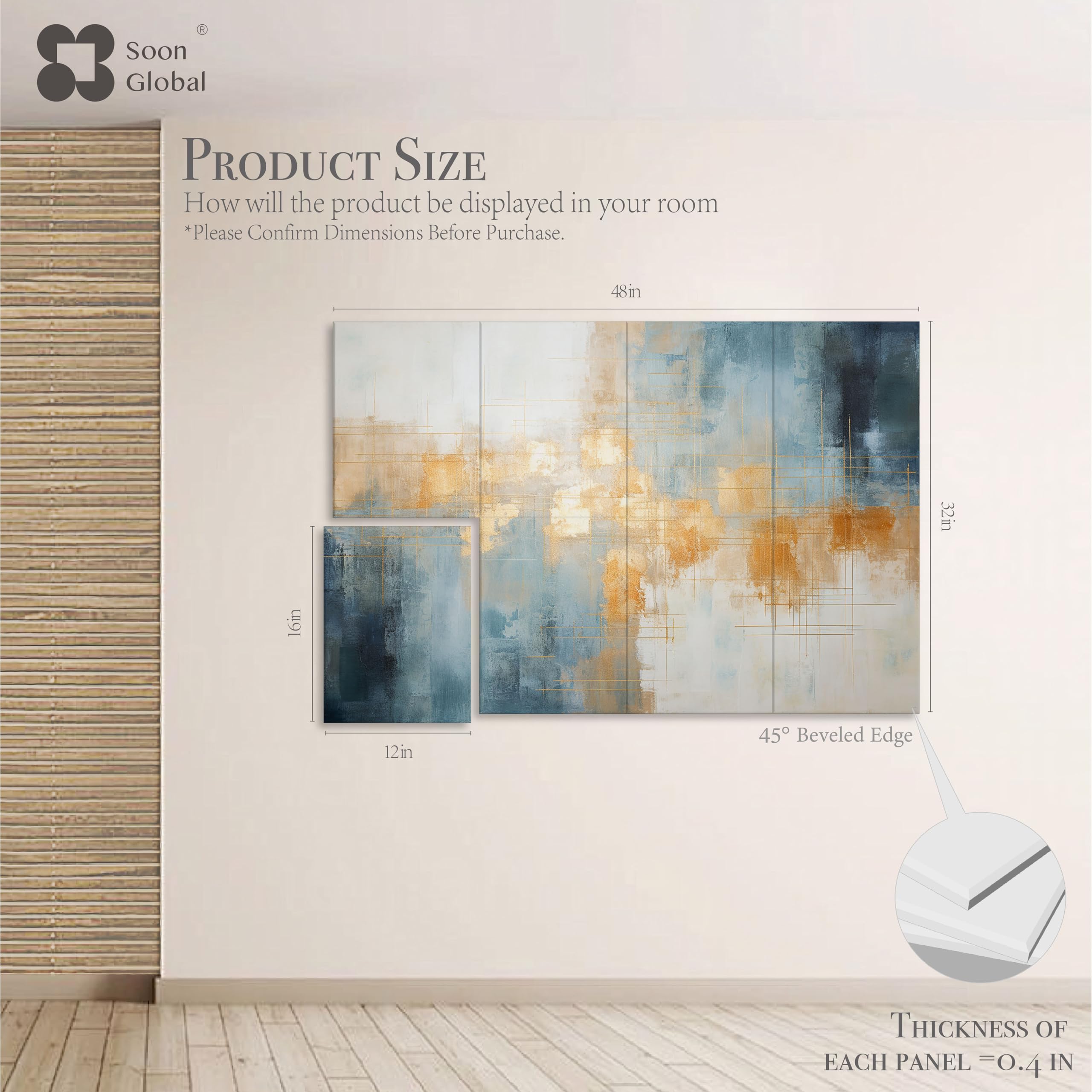 Soon Global Acoustical Wall Panels, 6-Piece 23.62 X 23.62 Inches Art Acoustic Panels, Decorative Acoustic Panels, Acoustic Wall Panels, Sound Absorbing Wall Art, Arcadian Vortex