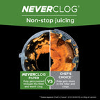 Ninja NeverClog Cold Press Juicer | Powerful Electric Slow Masticating Juicer with Pulp Control | XL Capacity | 24 oz. Juice Jug & 36 oz. Pulp Container | Dishwasher Safe | Navy | 150W | JC151NV