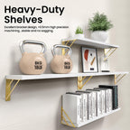 BAYKA Floating Shelves for Bedroom Decor, Wall Shelves for Storage, Wall Mounted Rustic Wood Floating Shelf for Books,Corner Shelf for Bathroom,Kitchen,Living Room(Black and Gold，Set of 4)