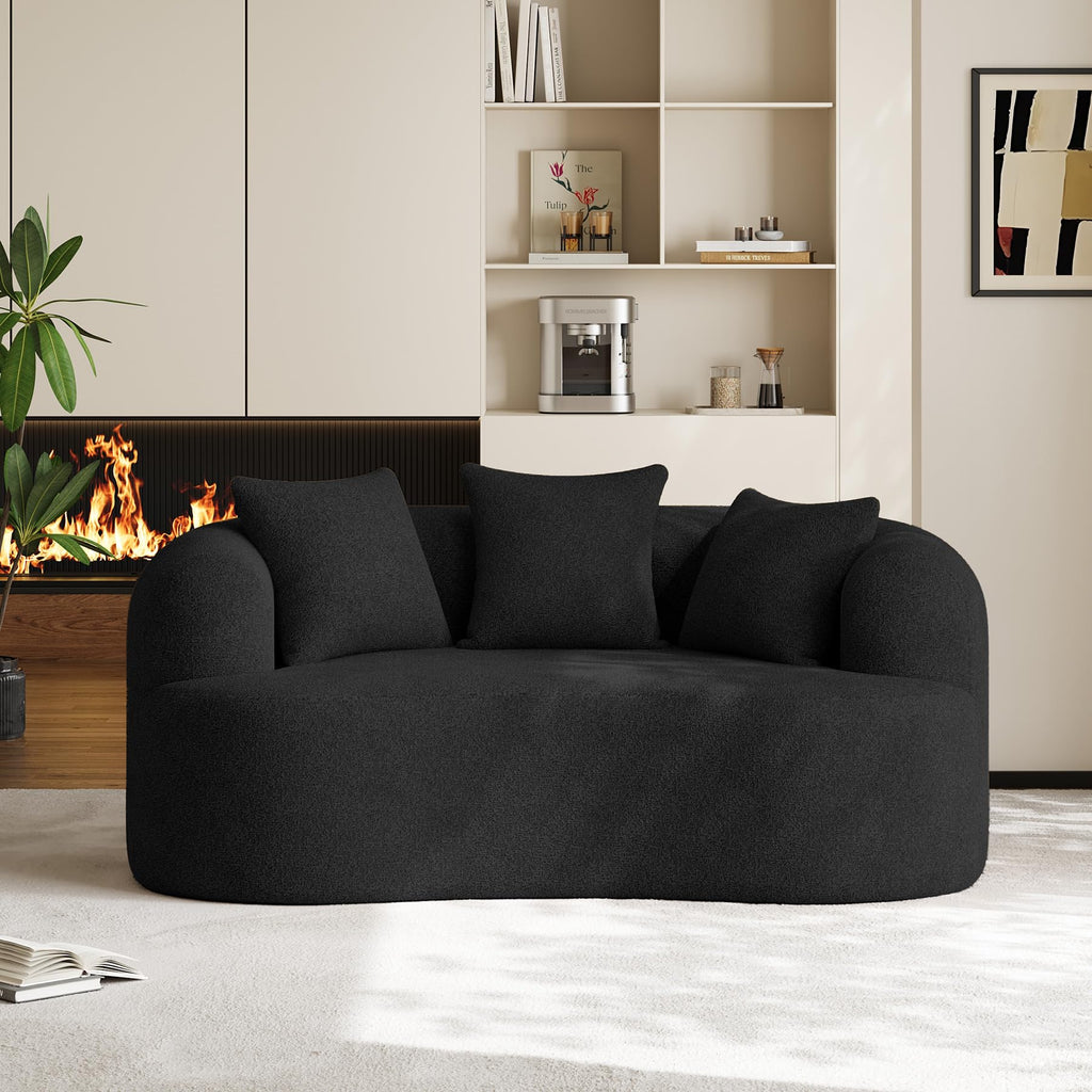 131" Oversized Sectional Sofa for Living Room, Modern Luxury Plush Chenille 4-Seater Extra Deep & Wide Seat Curved Cloud Couch with 4 Throw Pillows, No Assembly Needed, Light Brown