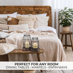 Rustic Farmhouse Lantern Decor Set of 2 - Stylish Decorative Lanterns for Your Living Room, Patio & Porch or Kitchen Dining Table - Modern Indoor/Outdoor Coffee Table Decor for Your Entire Home