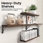 BAYKA Floating Shelves for Bedroom Decor, Wall Shelves for Storage, Wall Mounted Rustic Wood Floating Shelf for Books,Corner Shelf for Bathroom,Kitchen,Living Room(Black and Gold，Set of 4)