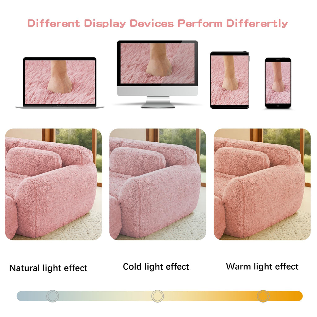 98.4-Inch Oversized Boneless Cloud Couches Deep Seat Foam Sofa Couch with 2 Round Toss Pillows, Luxury Corduroy Upholstered 3 Seat Tufted Loveseat, Cloud Sofa in a Box