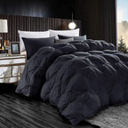 Luxurious White Solid Heavy Weight, Palatial King Size Goose Feathers Down Comforter for Winter Weather, 120 X 98 inches, Premium Baffle Box, 100% Egyptian Cotton Cover, 95 oz. Fill Weight