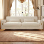 KEIKI 86" Oversized Luxury Velvet Sofa with Armrest and Removable Plush Cushions, Modern Style Gold Accents 3-Seater Couch with Solid Legs, Easy Assembly, for Living Room, Apartment, Green