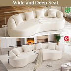 131" Oversized Sectional Sofa for Living Room, Modern Luxury Plush Chenille 4-Seater Extra Deep & Wide Seat Curved Cloud Couch with 4 Throw Pillows, No Assembly Needed, Light Brown