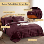 NEXHOME PRO Tufted Boho Comforter Set King, 8 Piece Bed in a Bag, Ultra Soft Brushed Microfiber All-in-One Bedding, Lightweight All Season Comforter, Machine Washable, Sage Green