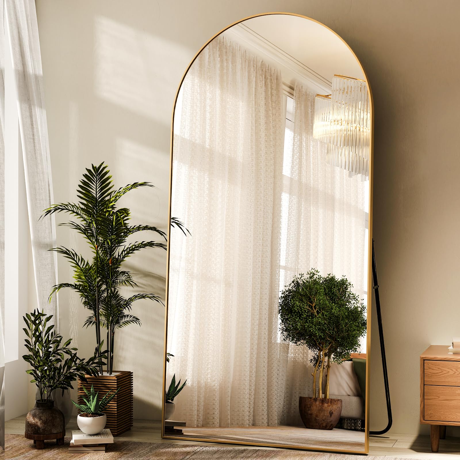 HARRITPURE 64"x21" Arched Full Length Mirror Floor Mirrors with Aluminum Alloy Frame Free-Standing Wall Mounted or Leaning Large Bedroom Dressing Mirror Modern & Contemporary Decor for Home,Black