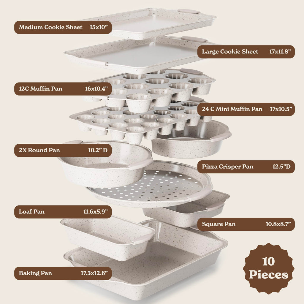 Country Kitchen Nonstick Stackable Bakeware Set - Durable, Easy Release Baking Set- 22 Pc. Includes Silicone Muffin Cups