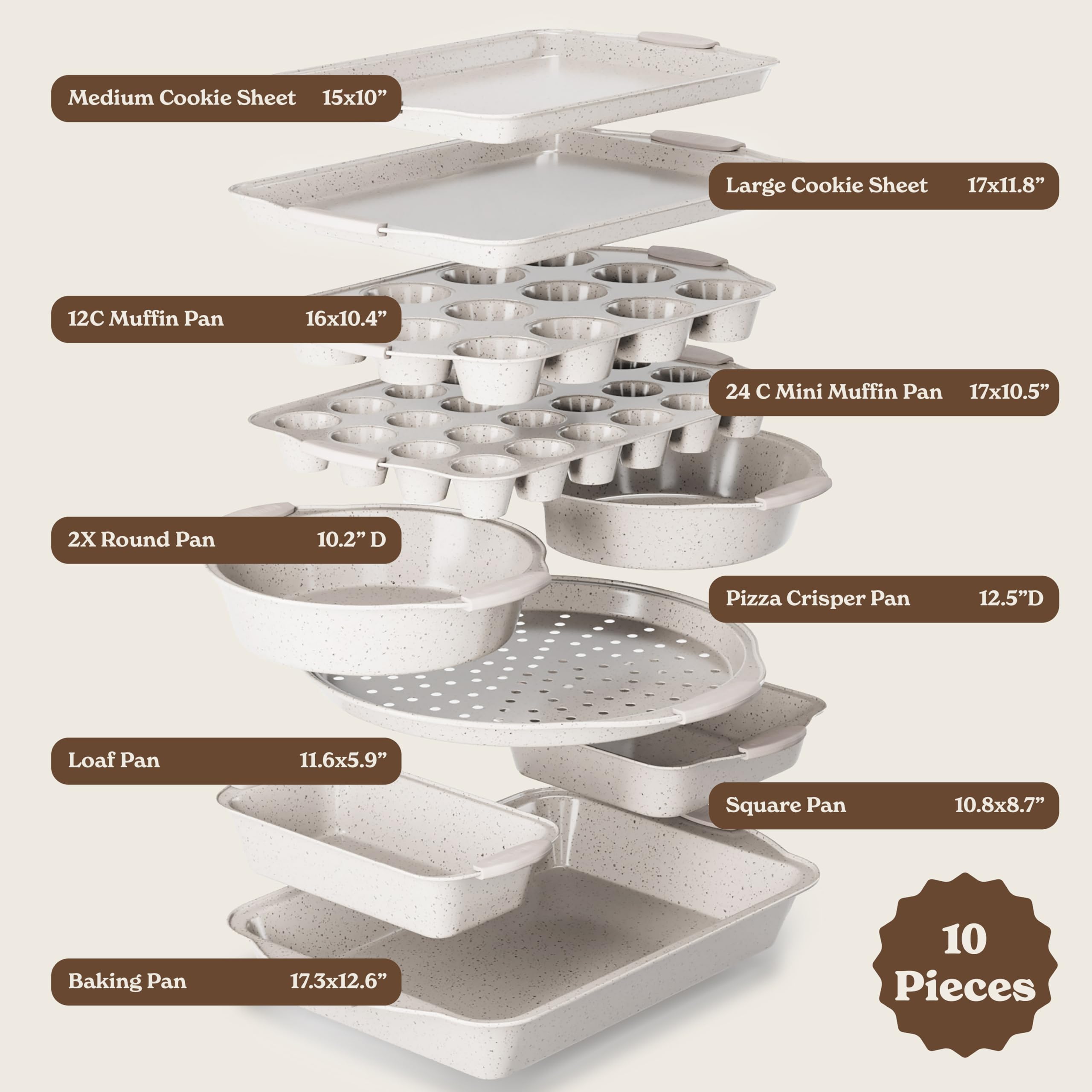 Country Kitchen Nonstick Stackable Bakeware Set - Durable, Easy Release Baking Set- 22 Pc. Includes Silicone Muffin Cups