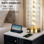 29" Gold Modern Table Lamps Set of 2, 3-Way Dimmable Touch Lamps for Nightstand with USB A+C & Outlets,Brass Lamps for Living Room, Bedroom, Nightstand, Entryway(2 Bulbs Included)