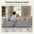 78.8" Convertible Futon Sofa Bed,Corduroy Futon Couch with Storage Pocket,Folding Pull Out Sofa,No Assembly Boneless Couch for Living Room | Pink