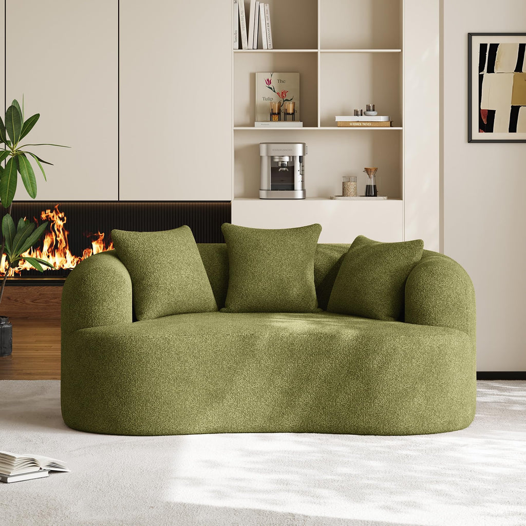 131" Oversized Sectional Sofa for Living Room, Modern Luxury Plush Chenille 4-Seater Extra Deep & Wide Seat Curved Cloud Couch with 4 Throw Pillows, No Assembly Needed, Light Brown