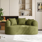 131" Oversized Sectional Sofa for Living Room, Modern Luxury Plush Chenille 4-Seater Extra Deep & Wide Seat Curved Cloud Couch with 4 Throw Pillows, No Assembly Needed, Light Brown
