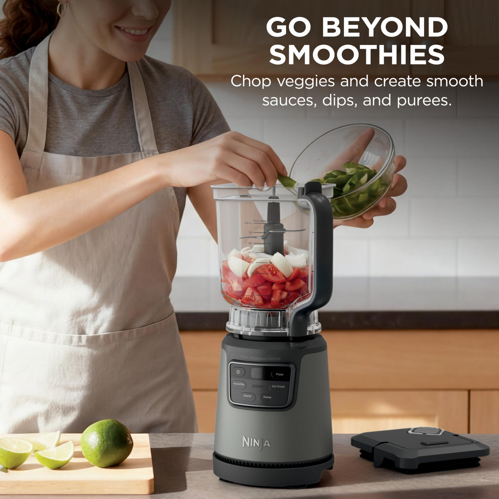 Ninja Kitchen System | All-in-One Food Processor & Blender for Smoothies | Includes Pitcher, (2) 16 oz. To-Go Cups & 8-Cup Bowl | Makes Salsa, Dough, Shakes, & Frozen Drinks | 1500W | Black | BL770
