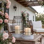 Rustic Farmhouse Lantern Decor Set of 2 - Stylish Decorative Lanterns for Your Living Room, Patio & Porch or Kitchen Dining Table - Modern Indoor/Outdoor Coffee Table Decor for Your Entire Home