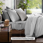 Monbix Queen Comforter Set - 7 Pieces Cationic Dyeing Autumn Leaf Bed in a Bag Queen Bedding Sets with Comforter, Sheets, Pillowcases & Shams, Reversible Bedding Comforters Sets