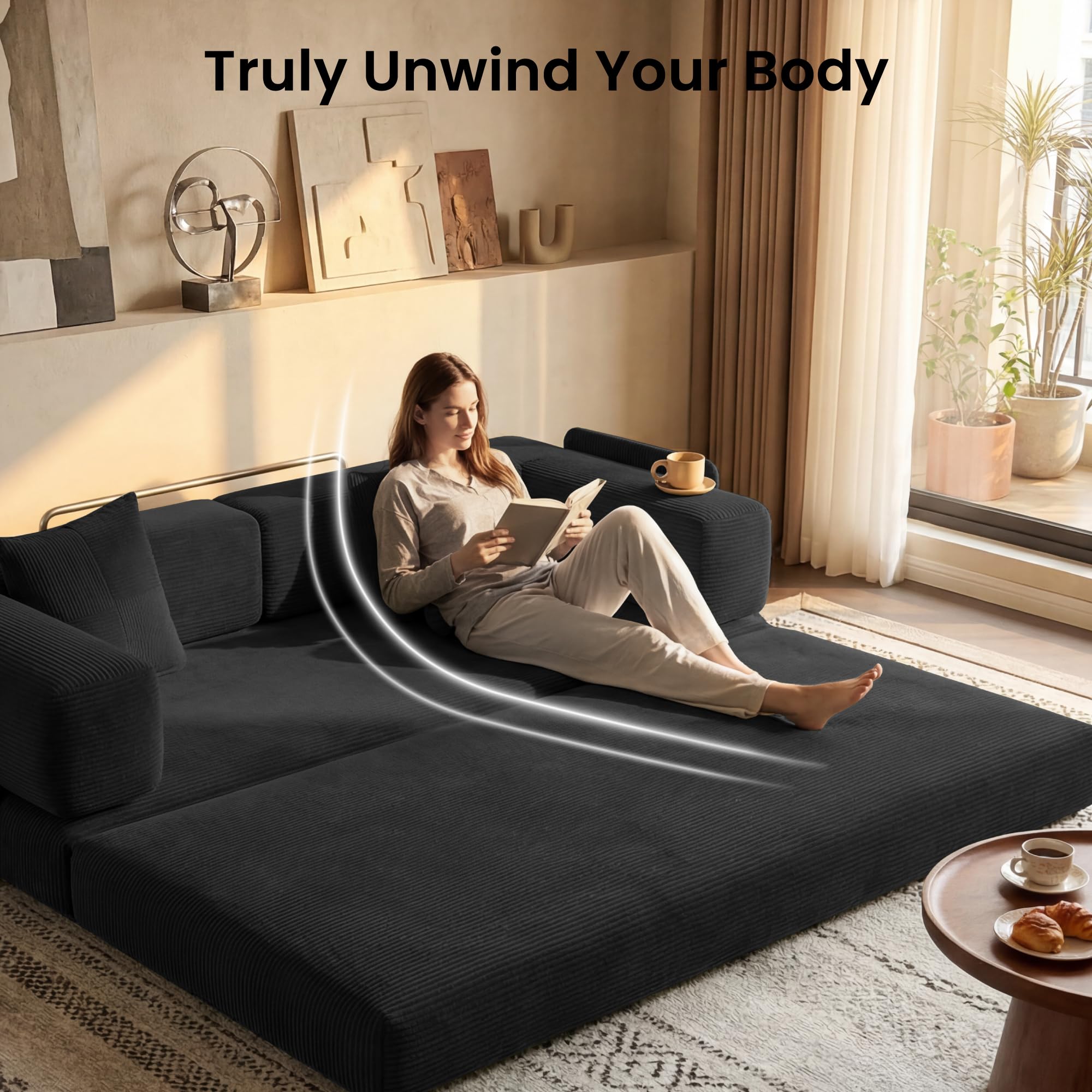 78.8" Convertible Futon Sofa Bed,Corduroy Futon Couch with Storage Pocket,Folding Pull Out Sofa,No Assembly Boneless Couch for Living Room | Pink