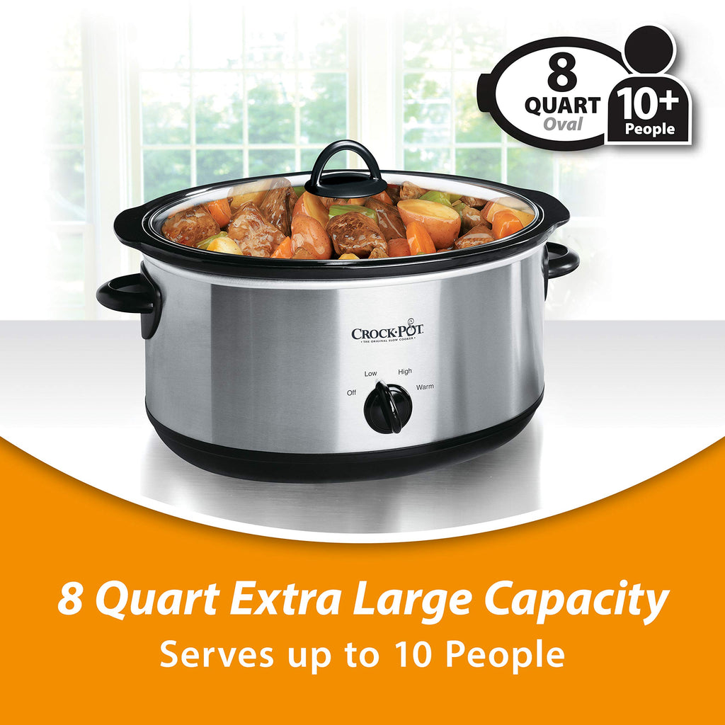 Crock-Pot 7-Quart Manual Slow Cooker, Family Size Serves 8+ People & Fits 6-lb Roast, Removable Stoneware with Warming Setting, Dishwasher Safe for Easy Cleanup, Turquoise