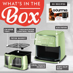 Gourmia 8 Qt Air Fryer, 8 Presets with Digital Display, FryForce 360° Technology, Easy View Window & Interior Light, Dishwasher Safe Basket, Green