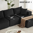 108” Modular Sectional Sofa, Cloud Sectional Couch with Deep Seat, Modern Modular L-Shape Sofa Couch with Chaise,Upholstered Boneless Couches for Living Room Bedroom (Beige, Left Facing Chaise)