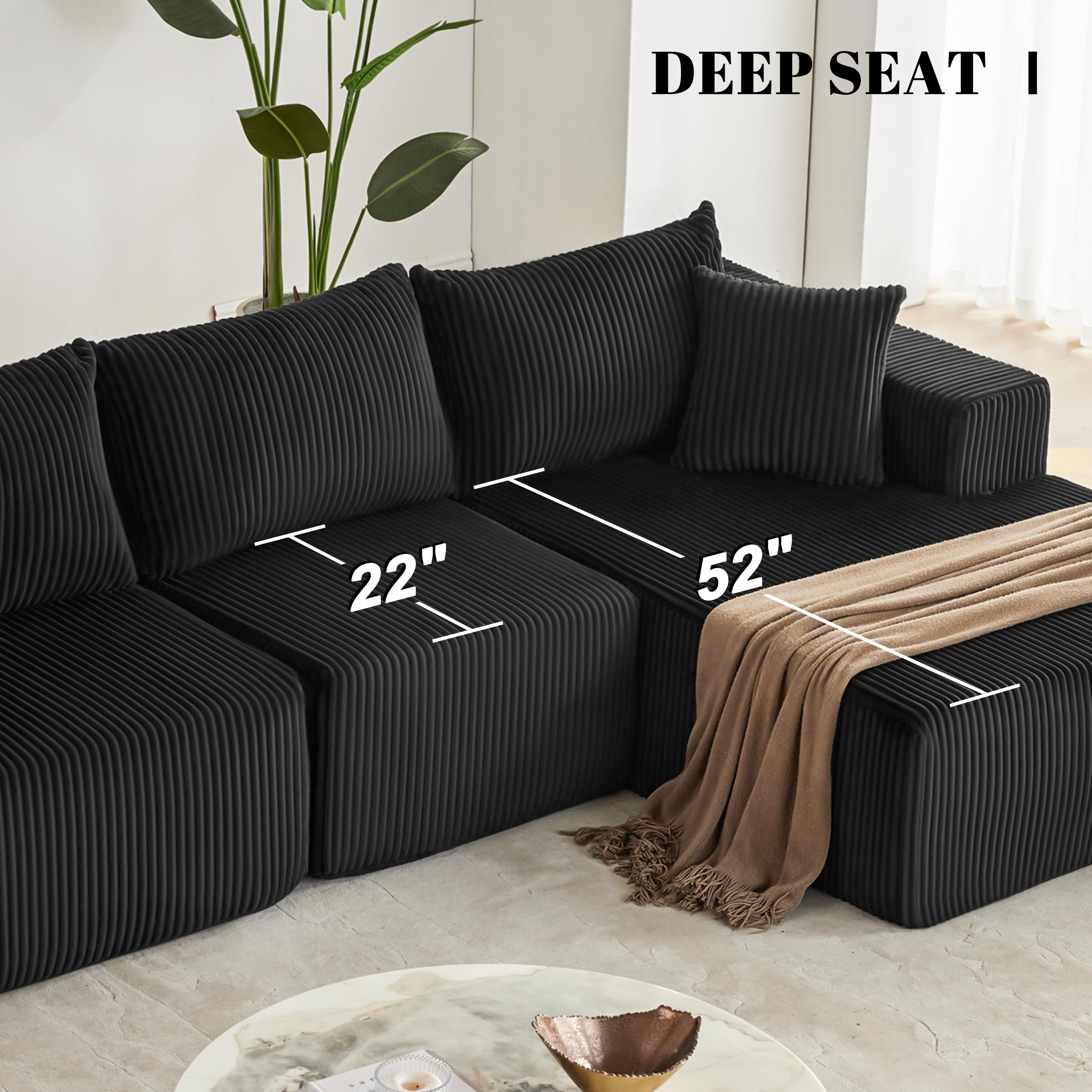 108” Modular Sectional Sofa, Cloud Sectional Couch with Deep Seat, Modern Modular L-Shape Sofa Couch with Chaise,Upholstered Boneless Couches for Living Room Bedroom (Beige, Left Facing Chaise)