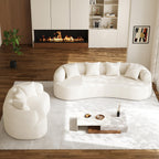 131" Oversized Sectional Sofa for Living Room, Modern Luxury Plush Chenille 4-Seater Extra Deep & Wide Seat Curved Cloud Couch with 4 Throw Pillows, No Assembly Needed, Light Brown