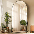 HARRITPURE 64"x21" Arched Full Length Mirror Floor Mirrors with Aluminum Alloy Frame Free-Standing Wall Mounted or Leaning Large Bedroom Dressing Mirror Modern & Contemporary Decor for Home,Black