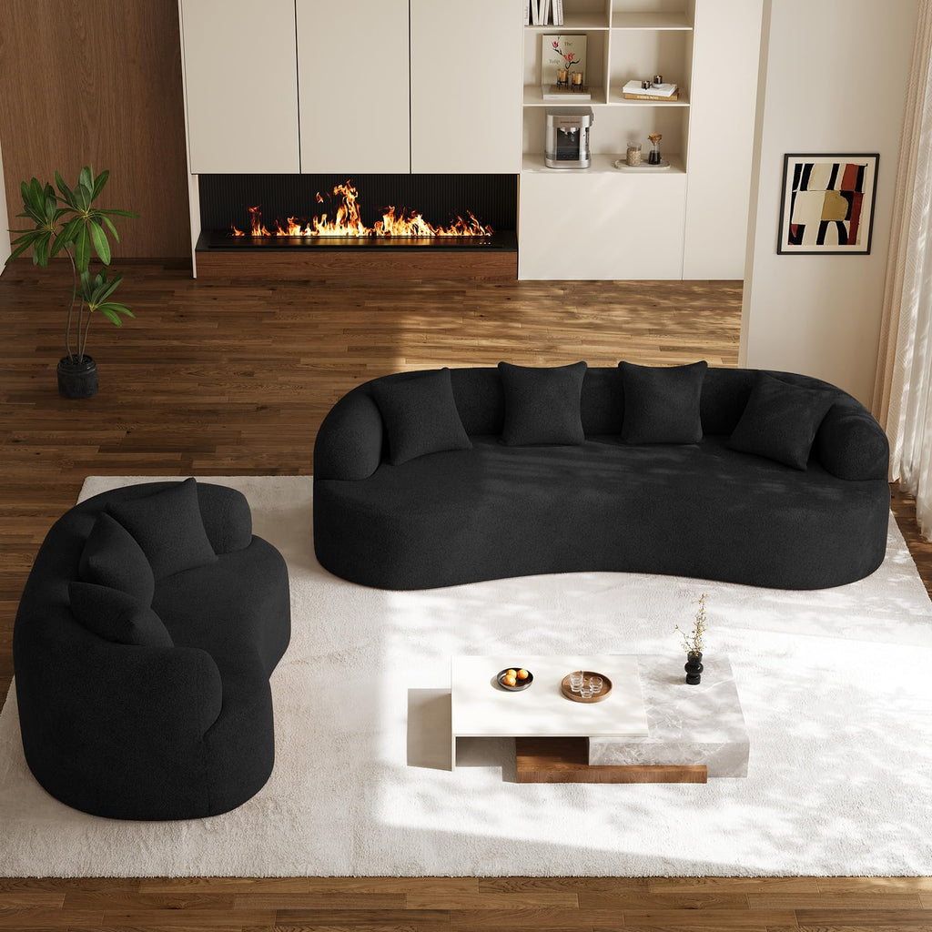 131" Oversized Sectional Sofa for Living Room, Modern Luxury Plush Chenille 4-Seater Extra Deep & Wide Seat Curved Cloud Couch with 4 Throw Pillows, No Assembly Needed, Light Brown