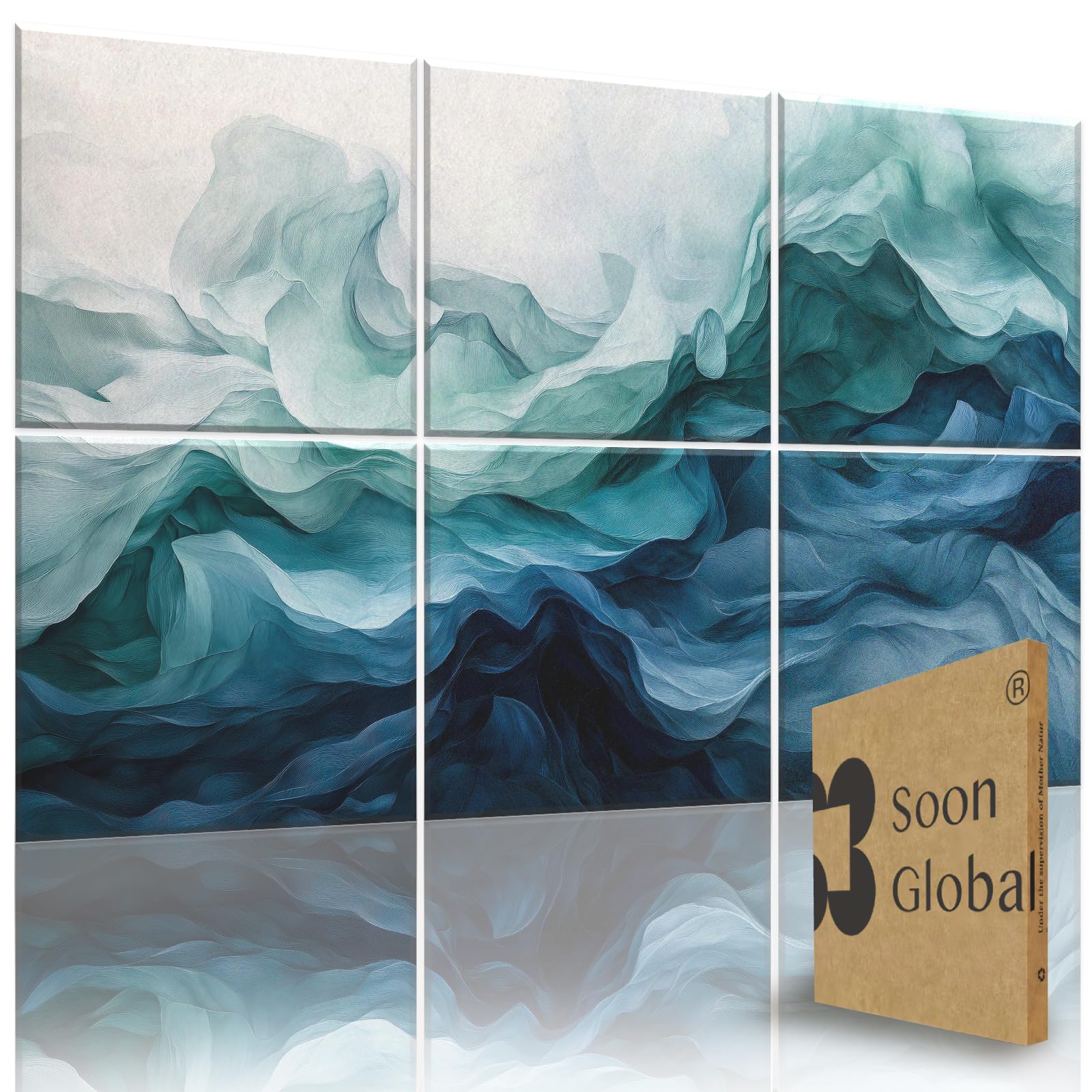Soon Global Acoustical Wall Panels, 6-Piece 23.62 X 23.62 Inches Art Acoustic Panels, Decorative Acoustic Panels, Acoustic Wall Panels, Sound Absorbing Wall Art, Arcadian Vortex