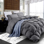 Luxurious White Solid Heavy Weight, Palatial King Size Goose Feathers Down Comforter for Winter Weather, 120 X 98 inches, Premium Baffle Box, 100% Egyptian Cotton Cover, 95 oz. Fill Weight