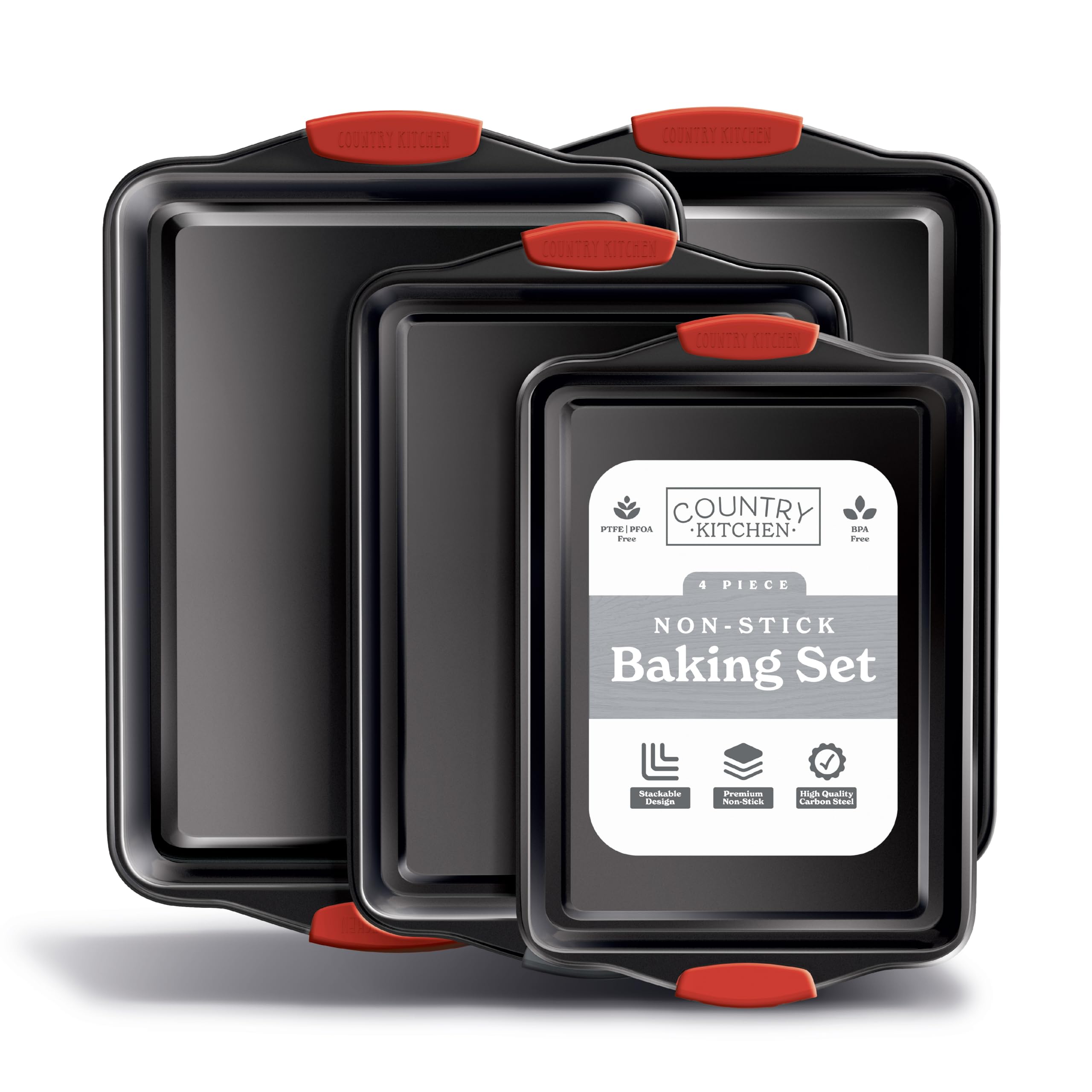 Country Kitchen Nonstick Stackable Bakeware Set - Durable, Easy Release Baking Set- 22 Pc. Includes Silicone Muffin Cups