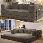 78.8" Convertible Futon Sofa Bed,Corduroy Futon Couch with Storage Pocket,Folding Pull Out Sofa,No Assembly Boneless Couch for Living Room | Pink