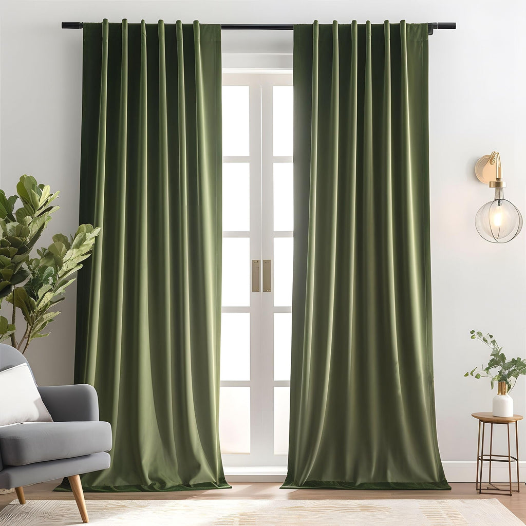 Emerald Green Velvet Curtains 84 inches Long Luxury 80% Blackout Curtains for Bedroom Living Room,Thermal Insulated Super Soft Window Drapes Rod Pocket & Back Tab, 52" W x 84" L, 2 Panels