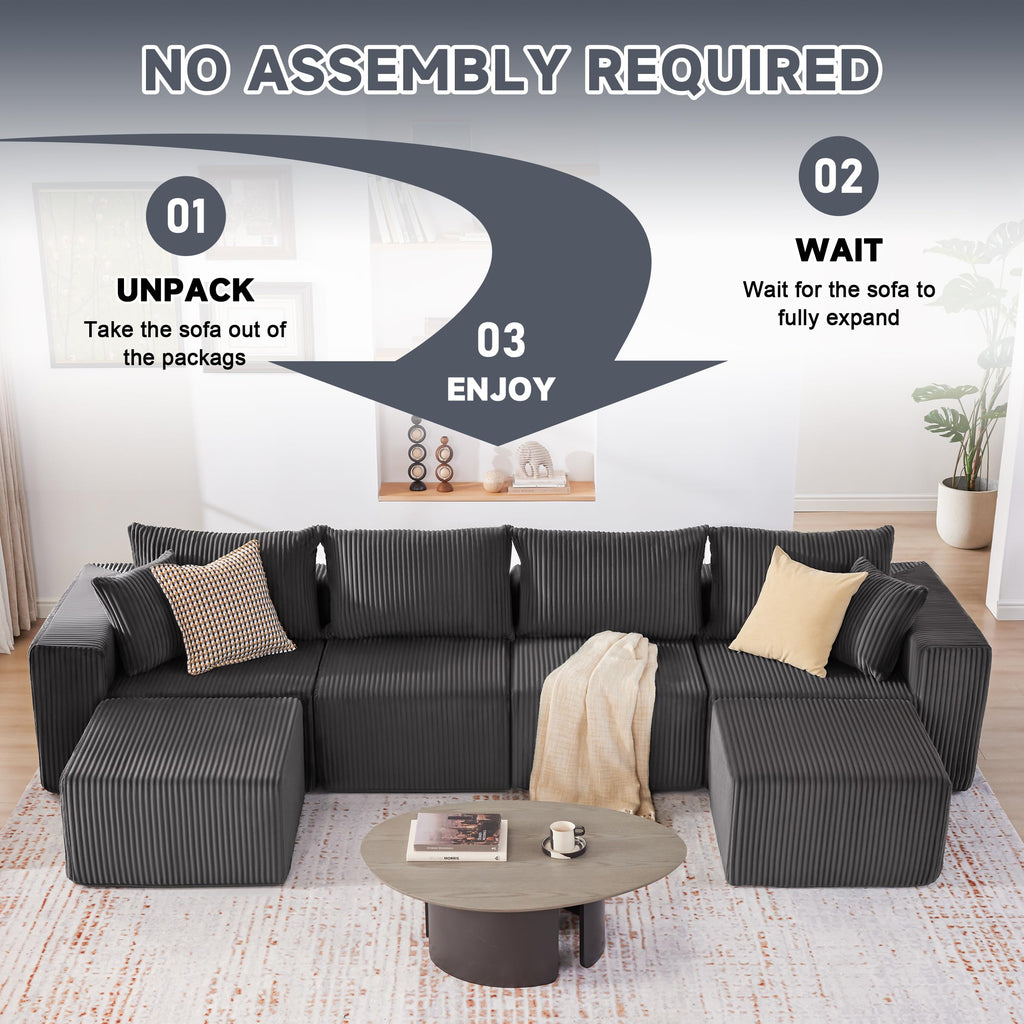 108” Modular Sectional Sofa, Cloud Sectional Couch with Deep Seat, Modern Modular L-Shape Sofa Couch with Chaise,Upholstered Boneless Couches for Living Room Bedroom (Beige, Left Facing Chaise)