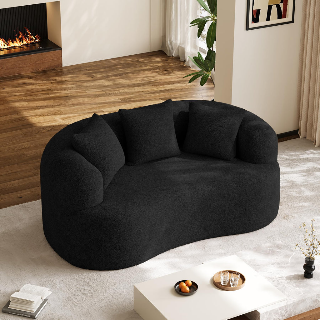 131" Oversized Sectional Sofa for Living Room, Modern Luxury Plush Chenille 4-Seater Extra Deep & Wide Seat Curved Cloud Couch with 4 Throw Pillows, No Assembly Needed, Light Brown
