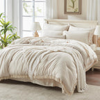 Andency King Size Comforter Set with Sheets Light Pink - 7 Pieces Bed in a Bag Boho Soft Lightweight Bedding Sets, Tassel Bed Set with Comforter, Sheets, Pillowcases & Shams