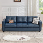 TYBOATLE 88" W Blue Faux Leather L Shaped Sectional Couches w/Side Pockets, Comfy Modular Convertible Sofas w/USB, Office Sofa Set with Chaise for Living Room, Bedroom (Blue, 3L)