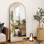 HARRITPURE 64"x21" Arched Full Length Mirror Floor Mirrors with Aluminum Alloy Frame Free-Standing Wall Mounted or Leaning Large Bedroom Dressing Mirror Modern & Contemporary Decor for Home,Black