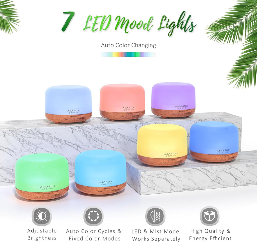 Premium Aromatherapy Diffuser Kit – 500ML with 6 Essential Oils