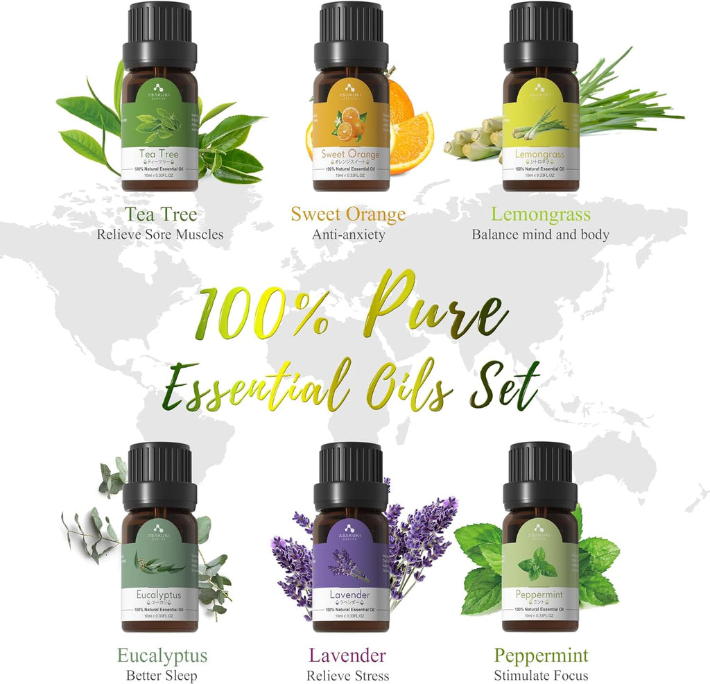 Premium Aromatherapy Diffuser Kit – 500ML with 6 Essential Oils