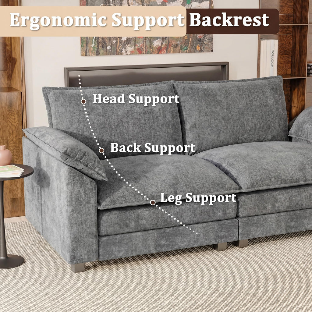 JUMMICO 40" Chaise Lounge Chair for Single Comfy Upholstered Deep Seat Reading Arm Chair Clould Couch for Living Room, Apartment Office, Small Spaces (Dark Blue-3, Single Sofa)