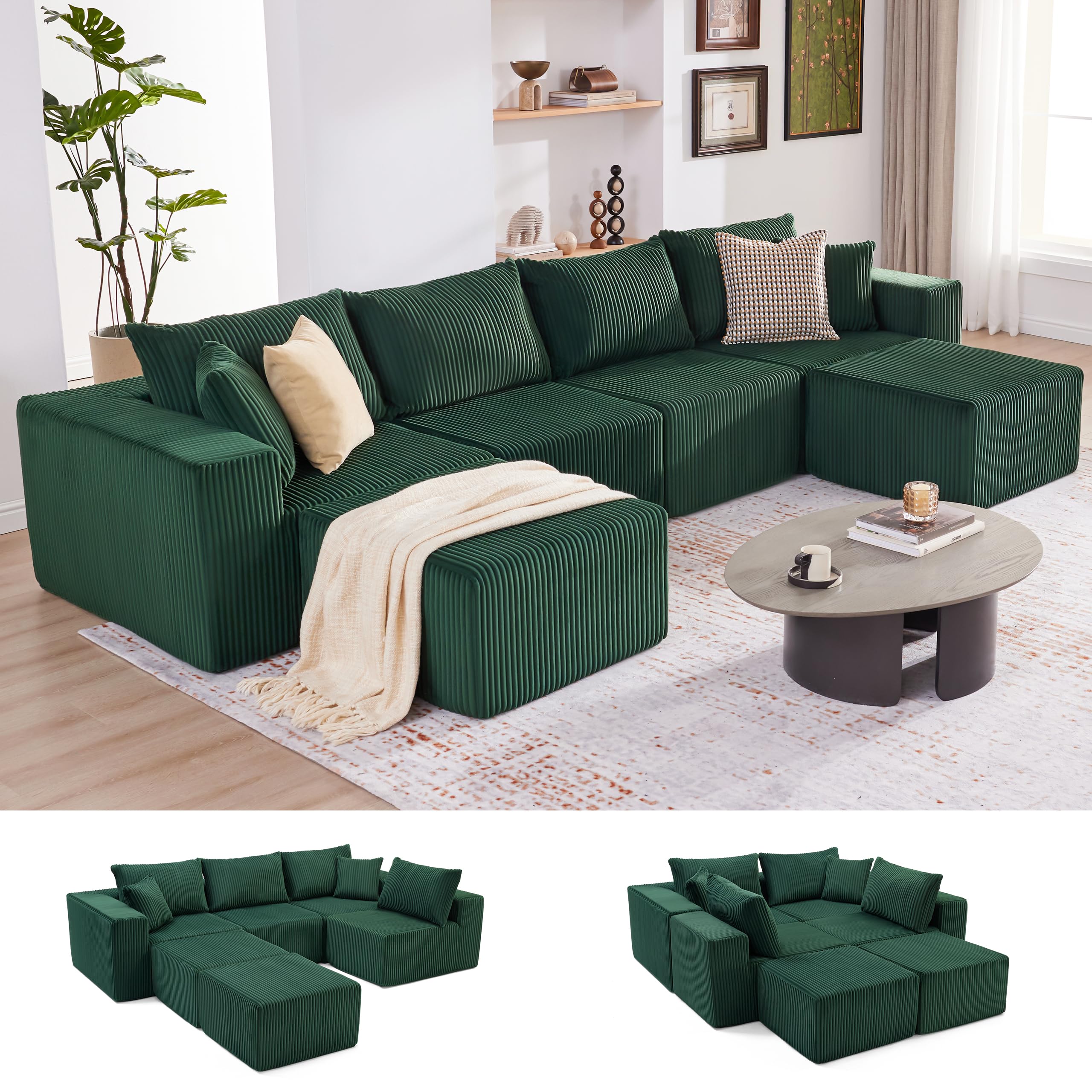 108” Modular Sectional Sofa, Cloud Sectional Couch with Deep Seat, Modern Modular L-Shape Sofa Couch with Chaise,Upholstered Boneless Couches for Living Room Bedroom (Beige, Left Facing Chaise)