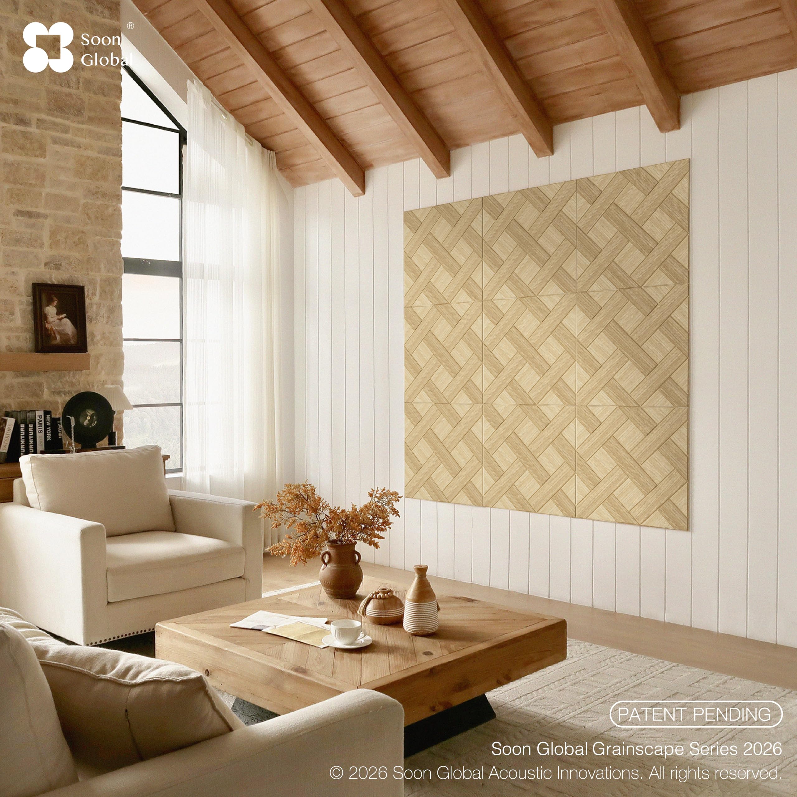 Soon Global Acoustical Wall Panels, 6-Piece 23.62 X 23.62 Inches Art Acoustic Panels, Decorative Acoustic Panels, Acoustic Wall Panels, Sound Absorbing Wall Art, Arcadian Vortex