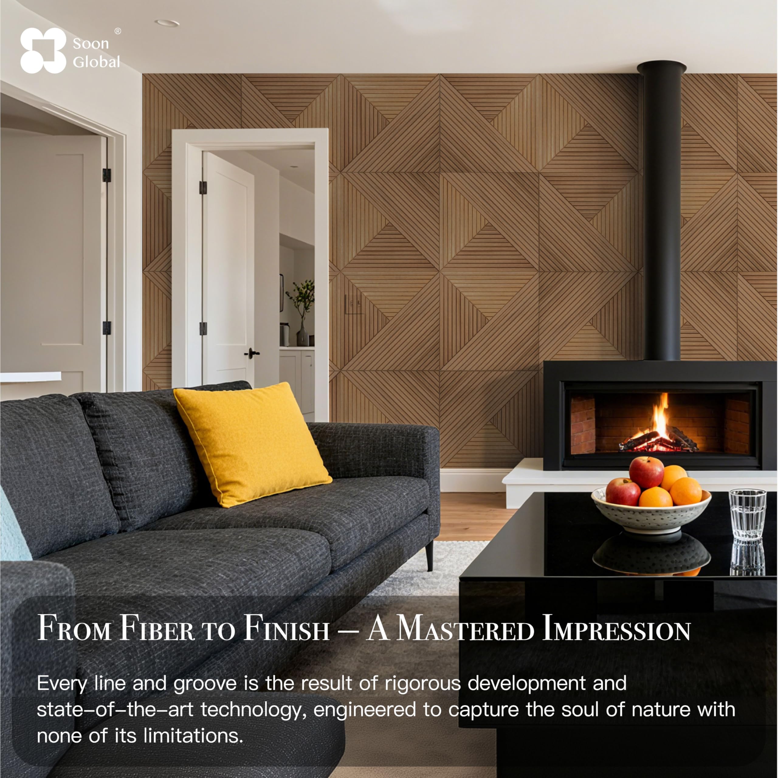 Soon Global Acoustical Wall Panels, 6-Piece 23.62 X 23.62 Inches Art Acoustic Panels, Decorative Acoustic Panels, Acoustic Wall Panels, Sound Absorbing Wall Art, Arcadian Vortex