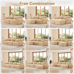 98.4-Inch Oversized Boneless Cloud Couches Deep Seat Foam Sofa Couch with 2 Round Toss Pillows, Luxury Corduroy Upholstered 3 Seat Tufted Loveseat, Cloud Sofa in a Box