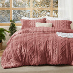 Bedsure Tufted Boho Comforter Set Queen Size - Green Boho Bed Set, GentleSoft™ 3 Pieces Farmhouse-Style Embroidery Bedding, Gifts for Woman, Soft Jacquard Queen Comforter for All Seasons