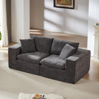98.4-Inch Oversized Boneless Cloud Couches Deep Seat Foam Sofa Couch with 2 Round Toss Pillows, Luxury Corduroy Upholstered 3 Seat Tufted Loveseat, Cloud Sofa in a Box